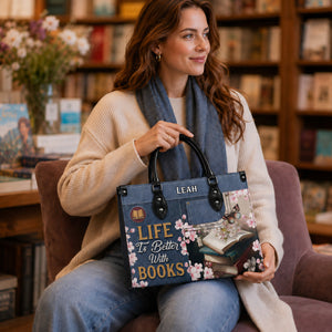 Black Interior -  Life Is Better With Books HHAY1702005A Leather Bag