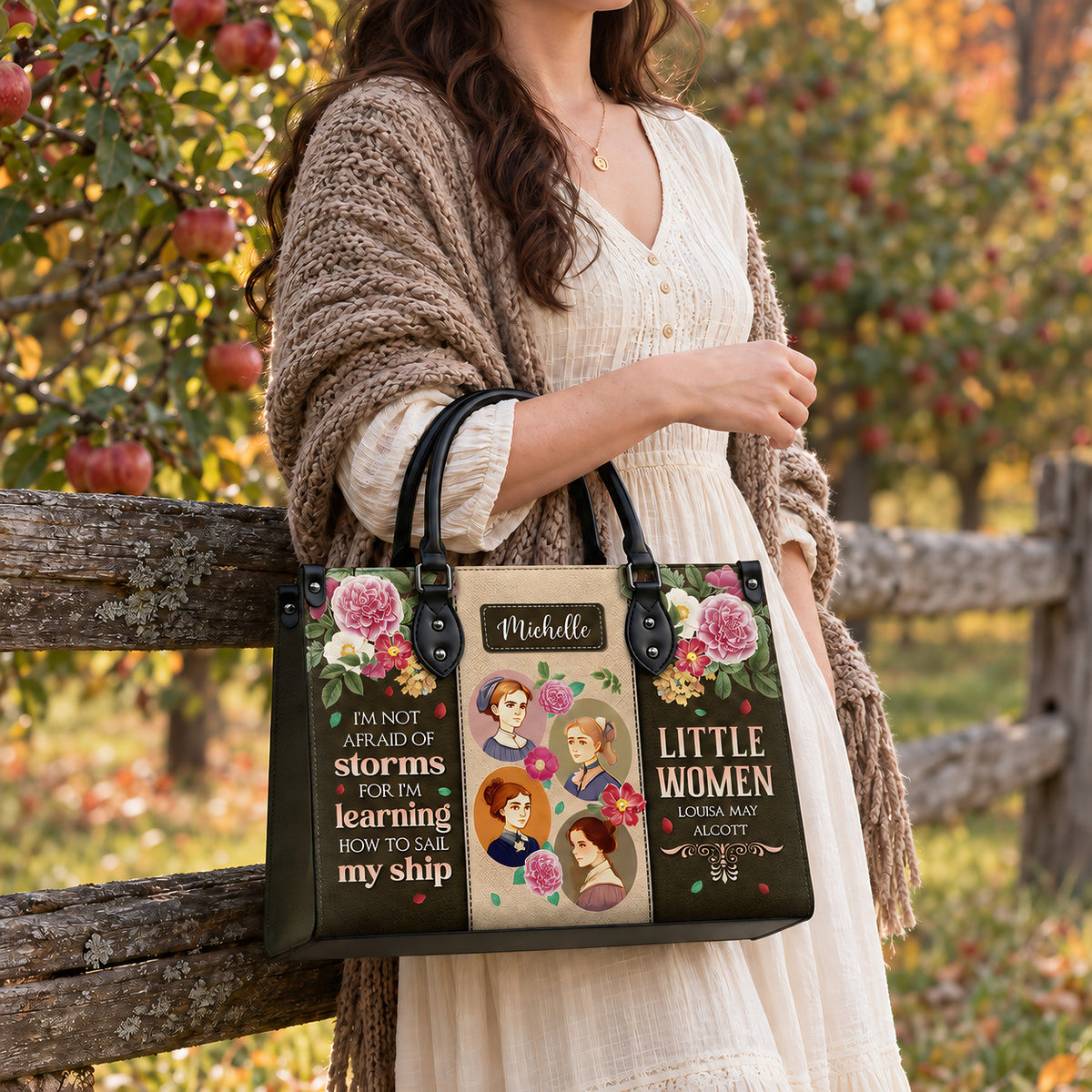 Black Interior -  Little Women Im Not Afraid Of Storms DNRZ2102002A Leather Bag