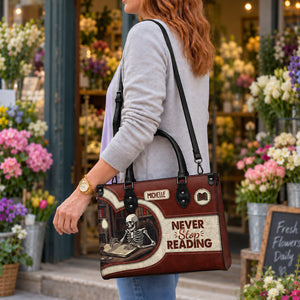 Black Interior -  Never Stop Reading HHRZ17019514LN Leather Bag