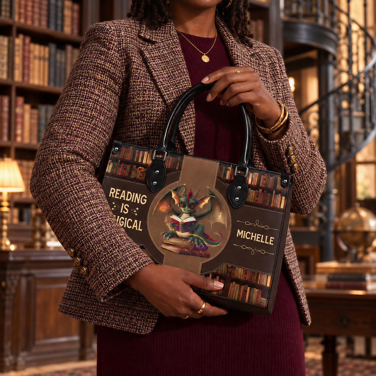Black Interior -  Reading Is Magical HTRZ02046467RY Leather Bag