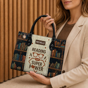 Black Interior -  Reading Is My Superpower HTRZ20112276FL Leather Bag