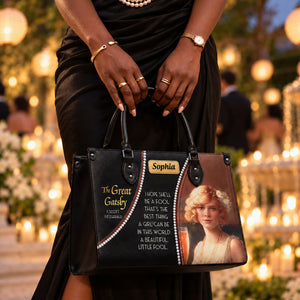 Black Interior -  The Great Gatsby F Scott Fitzgerald Daisy A Beautiful Little Fool TTLZ2202001A Leather Bag