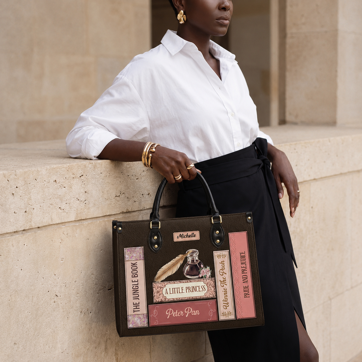 Custom Bookshelf HHRZ26106067WT Leather Bag