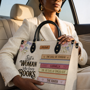 Custom Bookshelf: Just A Woman Who Loves Books HHRZ26106015NK Leather Bag