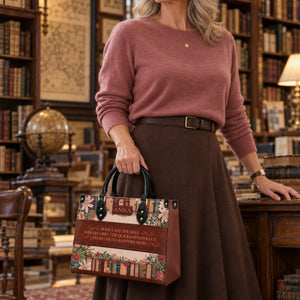 Custom Quote Floral Bookshelf HTRZ29078209CA Leather Bag