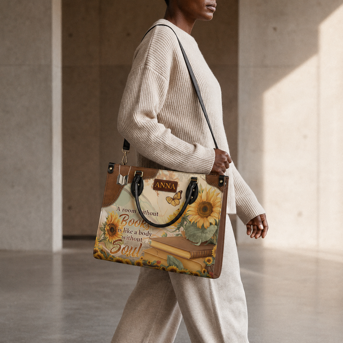 Custom Quote Sunflower HTRZ29072526MN Leather Bag