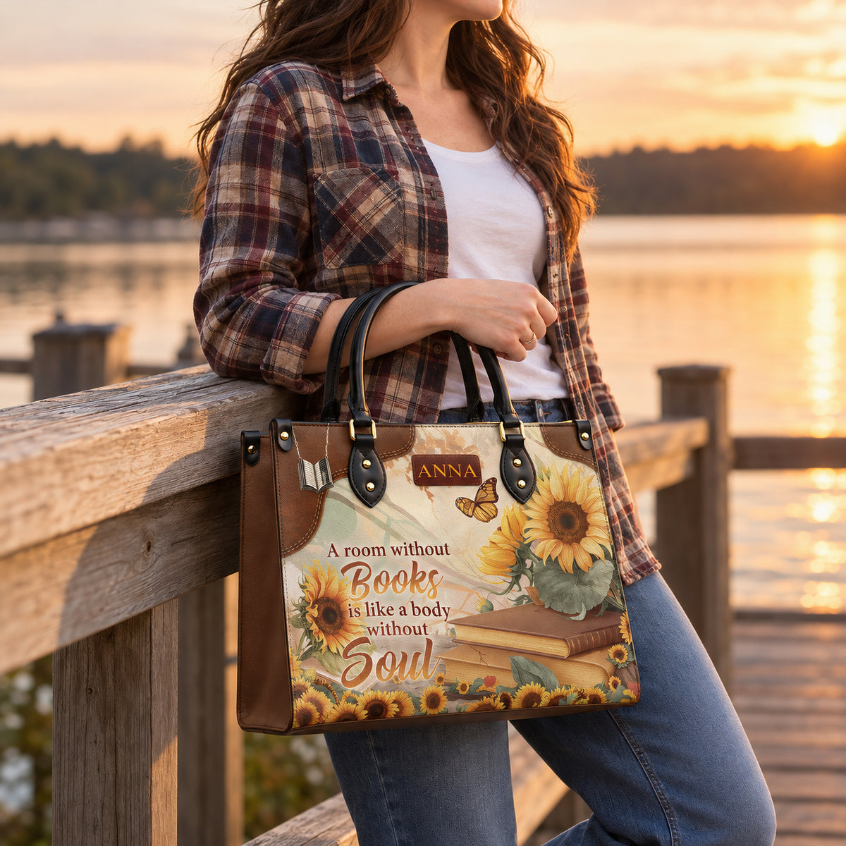 Custom Quote Sunflower HTRZ29072526MN Leather Bag
