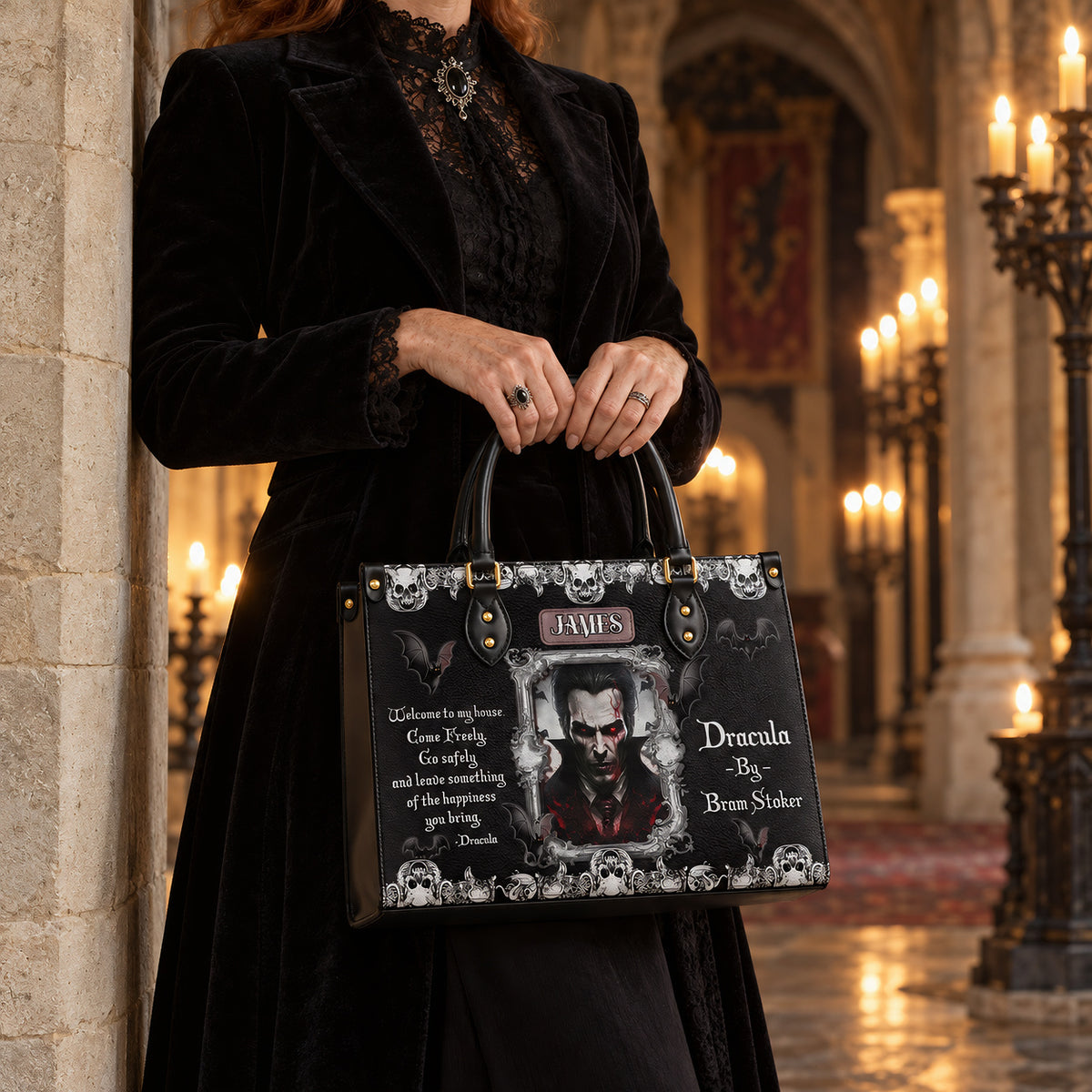 Dracula Bram Stoker Welcome To My House TTLZ1902002A Leather Bag