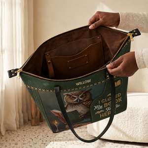 I Closed My Book To Be Here TTRZ28109625PS Leather Tote Bag