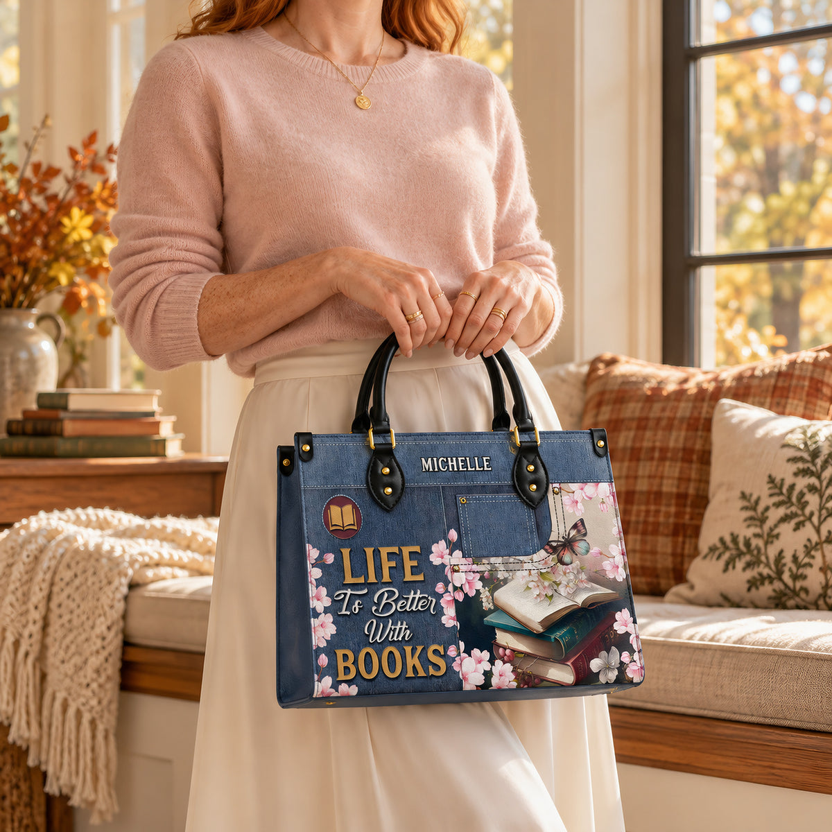 Life Is Better With Books HHAY1702005A Leather Bag