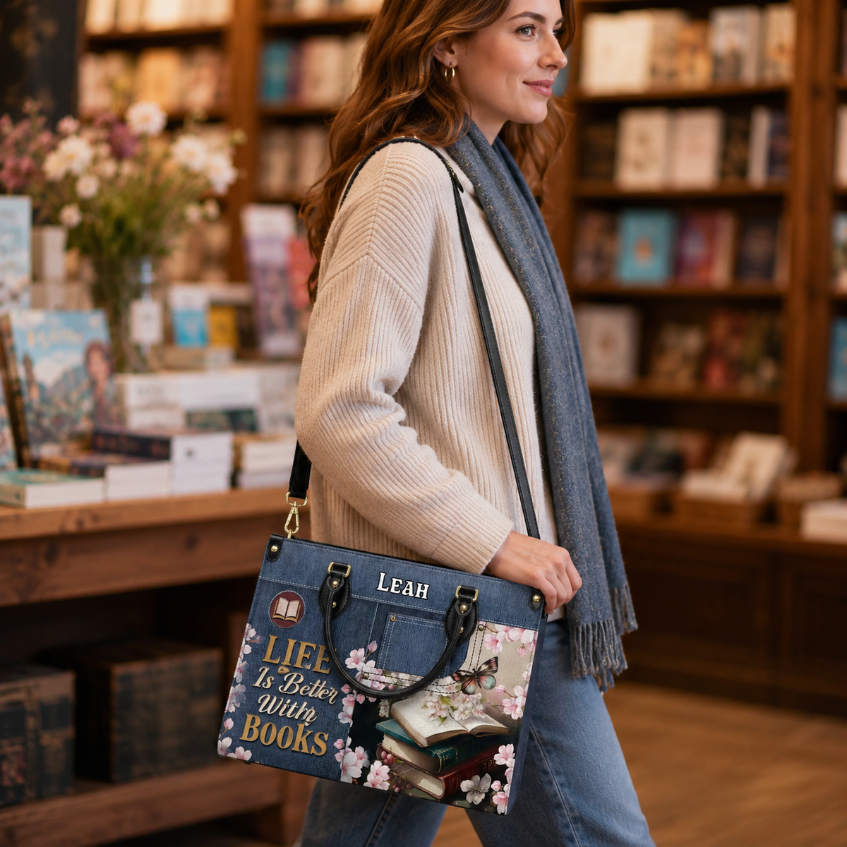 Life Is Better With Books HHAY1702005A Leather Bag