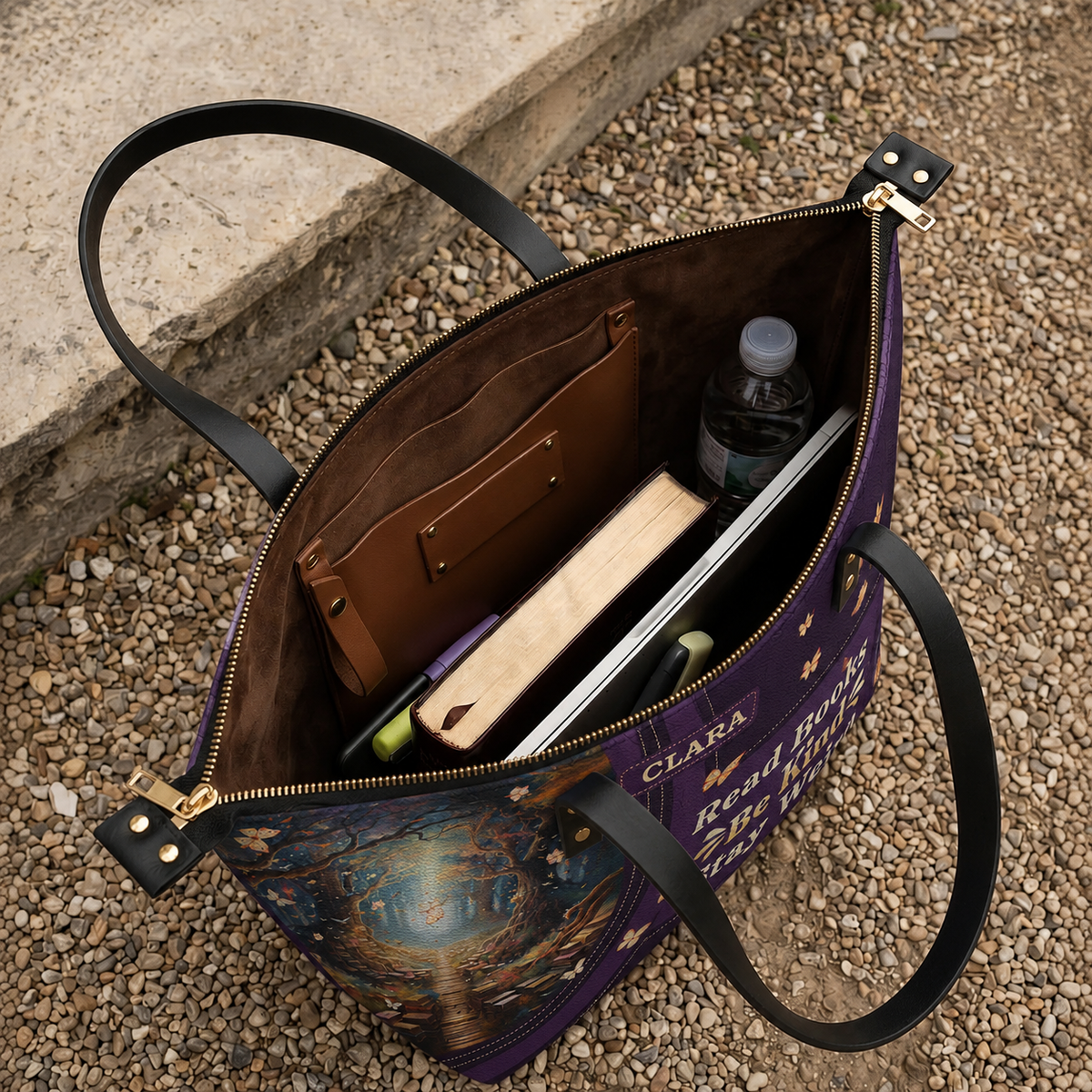 Read Books Be Kind Stay Weird TTRZ28107448GA Leather Tote Bag