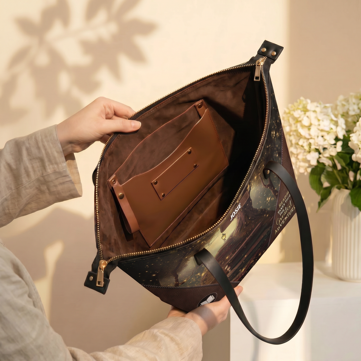 Reading Takes You On The Greatest Adventure TTRZ28106179BY Leather Tote Bag