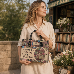 All I Need Is My Dog And A Good Book HHRZ03083656MD Leather Bag