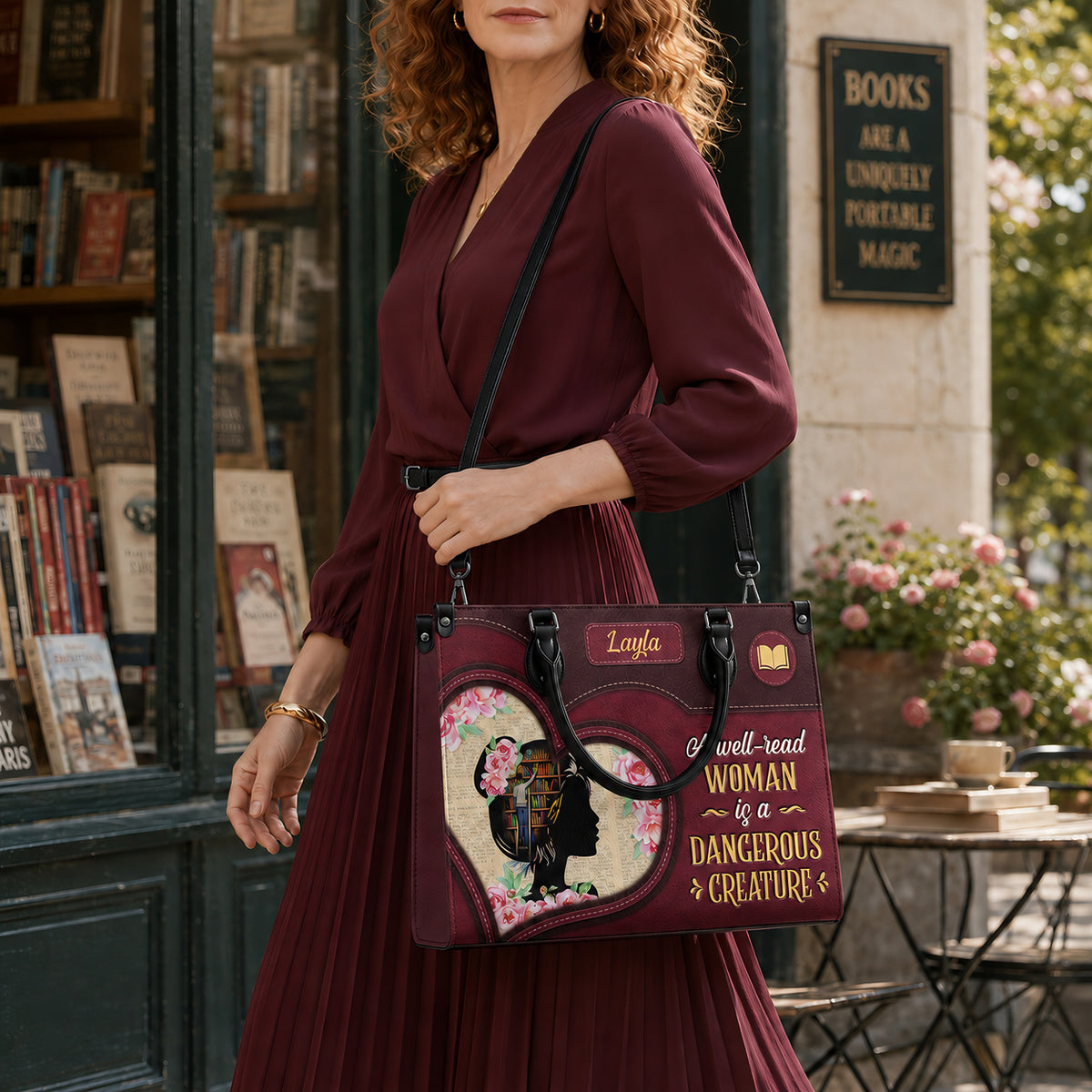 Black Interior -  A Well Read Woman Is A Dangerous Creature DNRZ1702003A Leather Bag