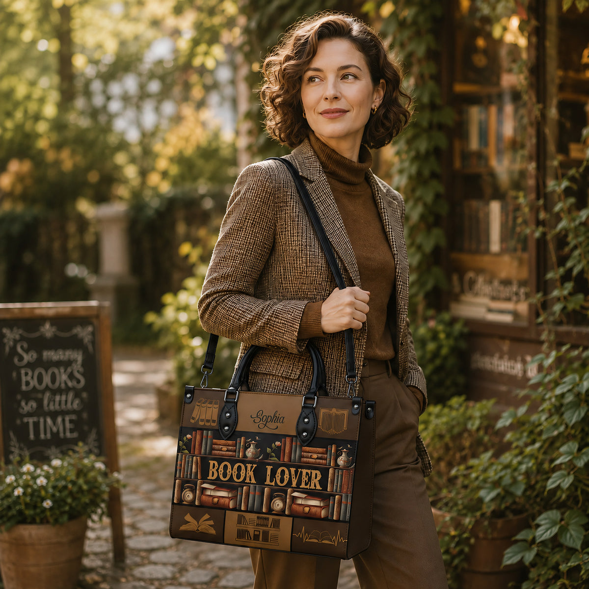 Black Interior -  Book Lover NQAY1802001A Leather Bag
