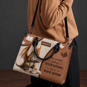 Black Interior -  In A World Full Of Bookworms Be A Book Wyrm HTRZ20111053BM Leather Bag