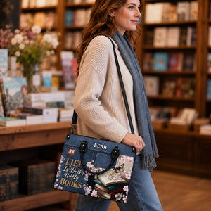 Black Interior -  Life Is Better With Books HHAY1702005A Leather Bag