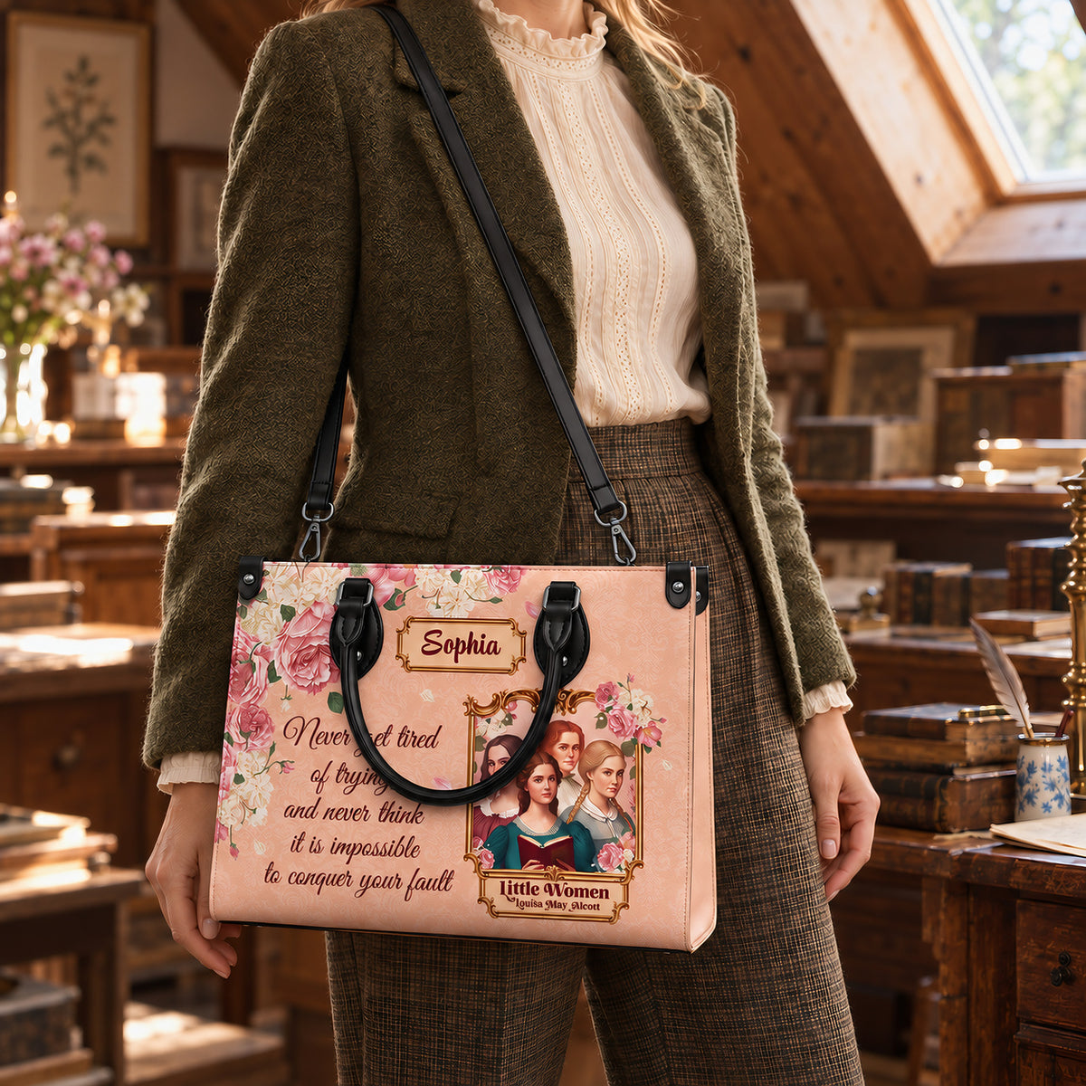 Black Interior -  Little Women Never Get Tired Of Trying NNRZ2102003A Leather Bag