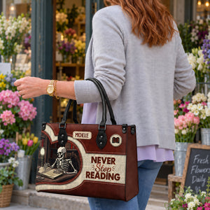 Black Interior -  Never Stop Reading HHRZ17019514LN Leather Bag
