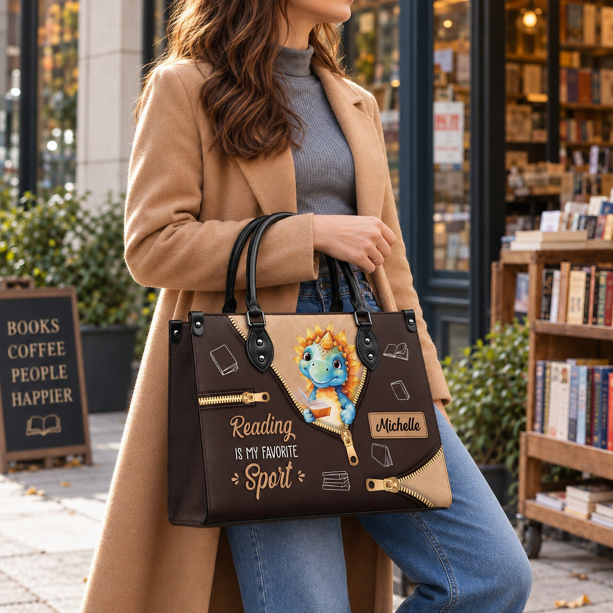 Black Interior -  Reading Is My Favorite Sport HHRZ03080525NW Leather Bag