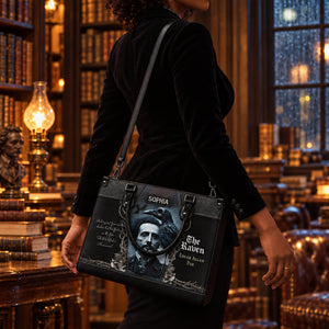 Black Interior -  The Raven Edgar Allan Poe And My Soul From Out That Shadow TTLZ1902001A Leather Bag
