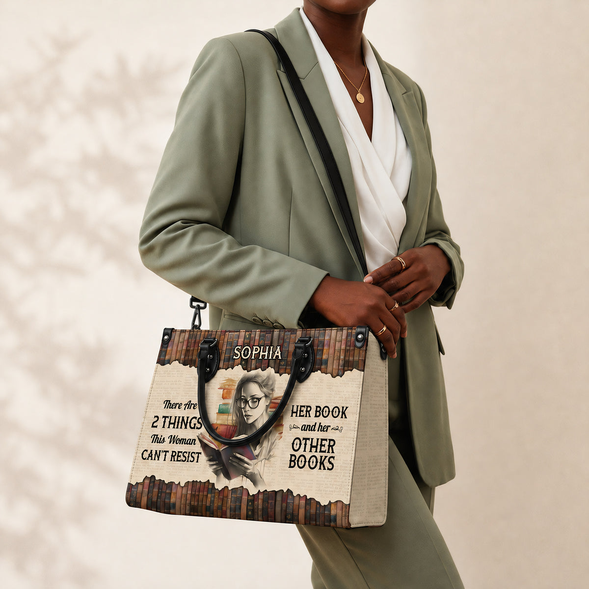 Black Interior -  There Are 2 Things This Woman Cant Resist Her Book And Her Other Books NQRZ1802004A Leather Bag