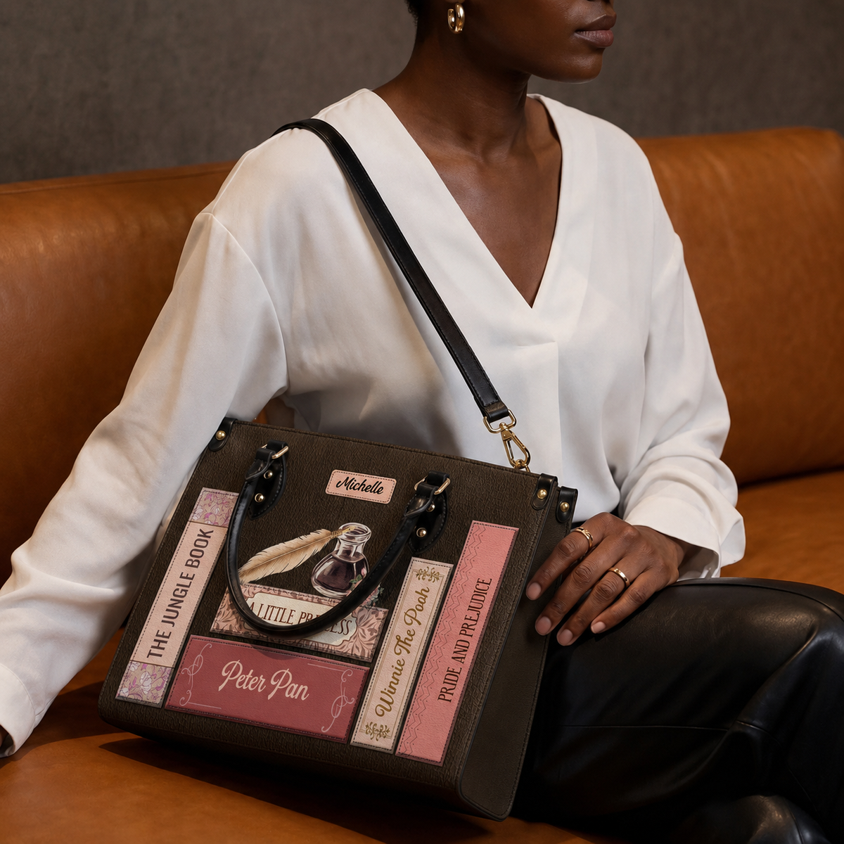Custom Bookshelf HHRZ26106067WT Leather Bag