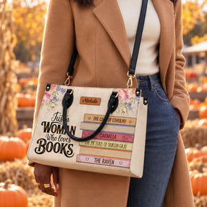 Custom Bookshelf: Just A Woman Who Loves Books HHRZ26106015NK Leather Bag