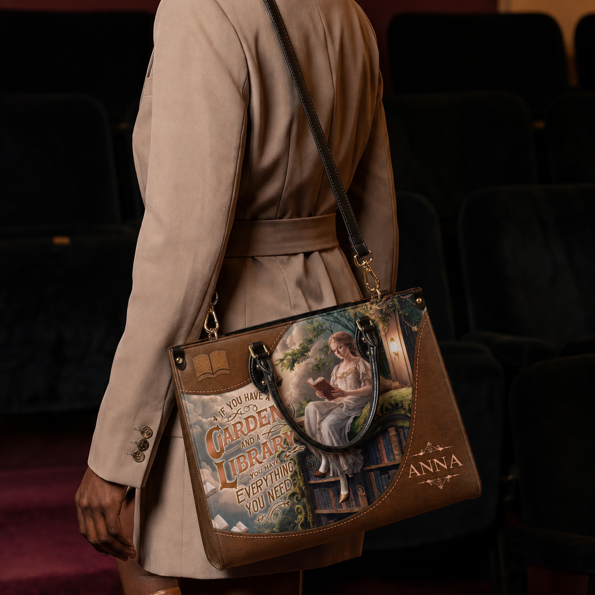 Custom Quote Literary Haven HTRZ29071015FM Leather Bag