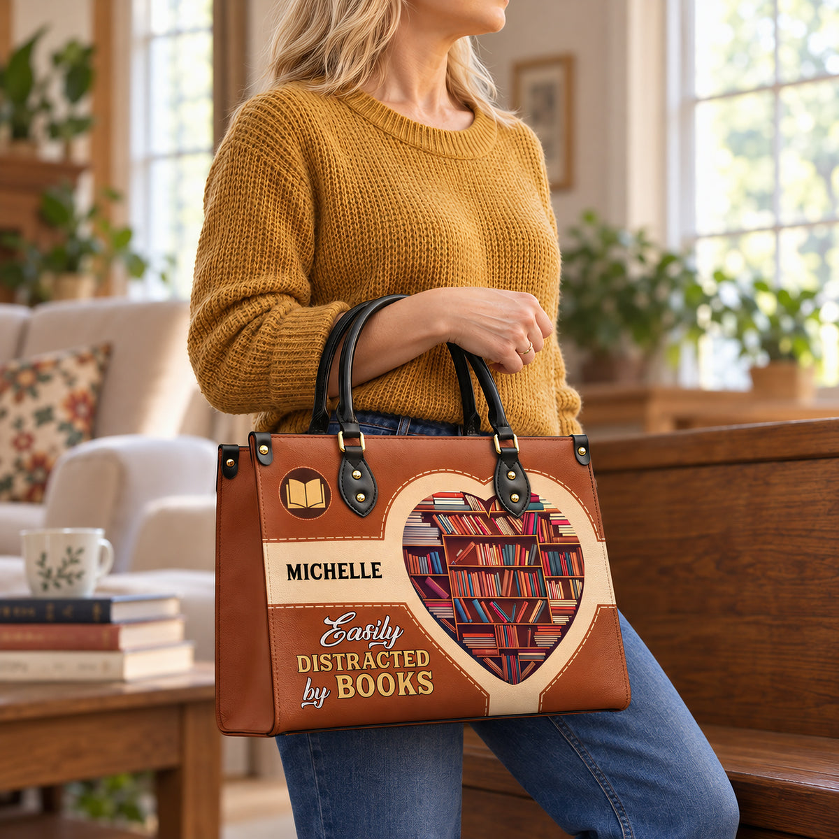 Easily Distracted By Books HHAY1802004A Leather Bag
