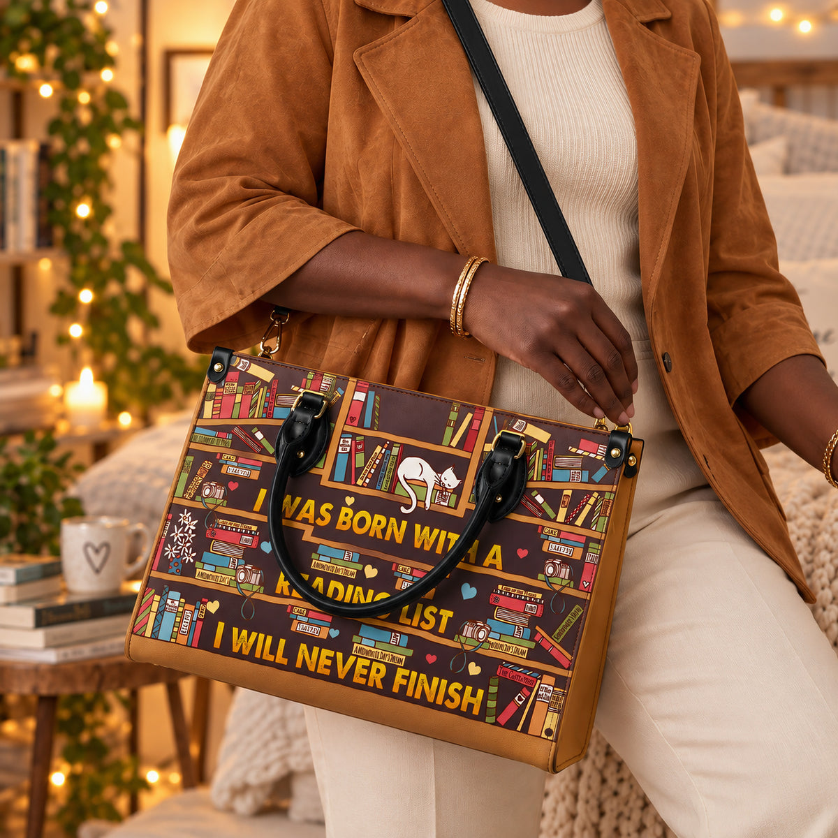I Was Born With A Reading List I Will Never Finish HHRZ1902001A Leather Bag
