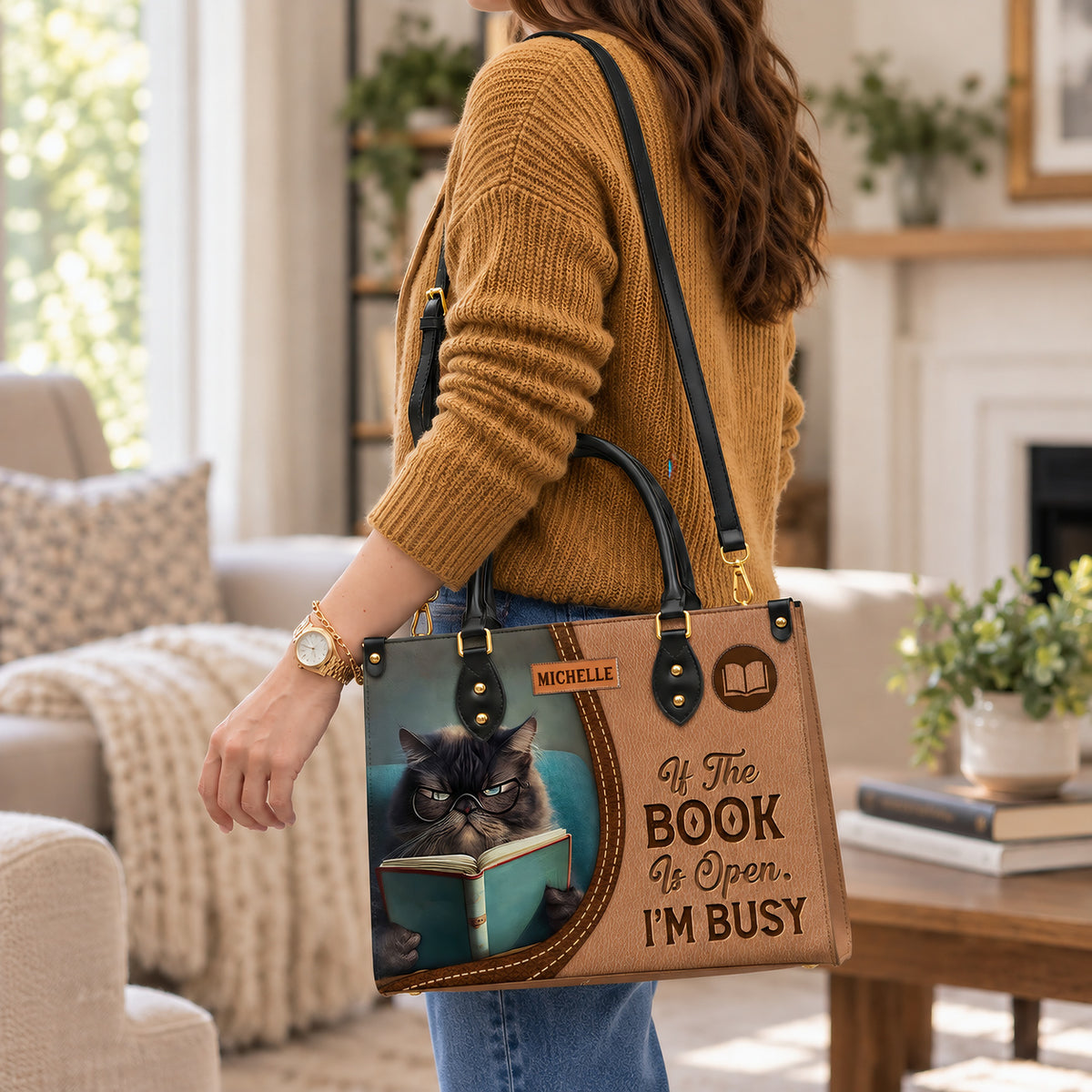 If The Book Is Open Im Busy HHAY1702001A Leather Bag