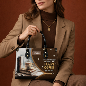 Lets Get Lost In A World Made Of Books Coffee And Rainy Days NQAY1702005A Leather Bag
