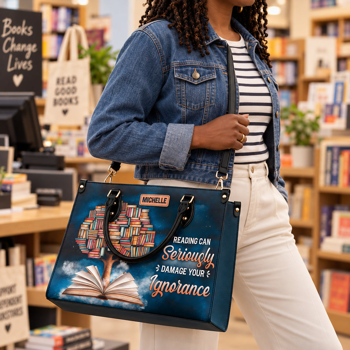 Reading Can Seriously Damage Your Ignorance HHRZ25103508EQ Leather Bag