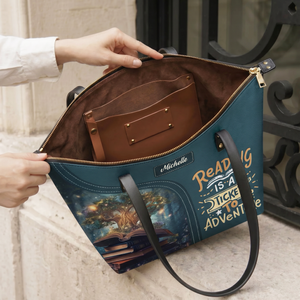 Reading Is A Ticket To Adventure TTRZ28104778EL Leather Tote Bag