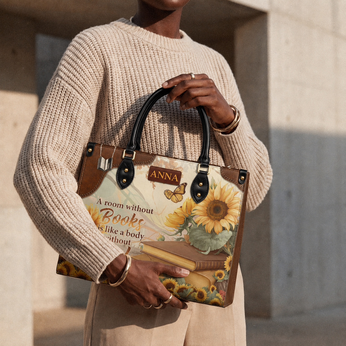Custom Quote Sunflower HTRZ29072526MN Leather Bag