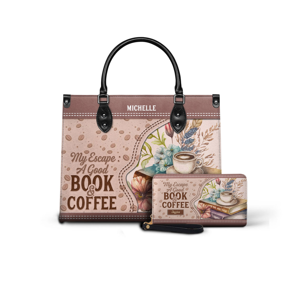 Black Interior -  My Escape A Good Book And Coffee HHAY1802001A Leather Bag