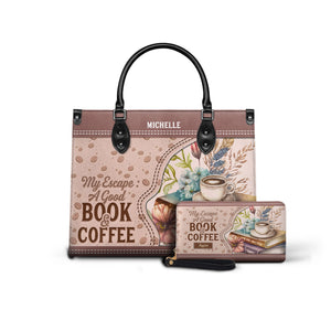 Black Interior -  My Escape A Good Book And Coffee HHAY1802001A Leather Bag