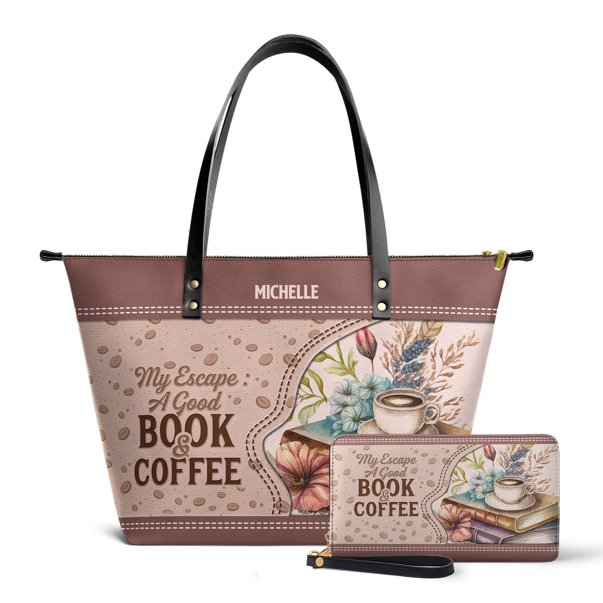 My Escape A Good Book And Coffee TTRZ28102058OM Leather Tote Bag