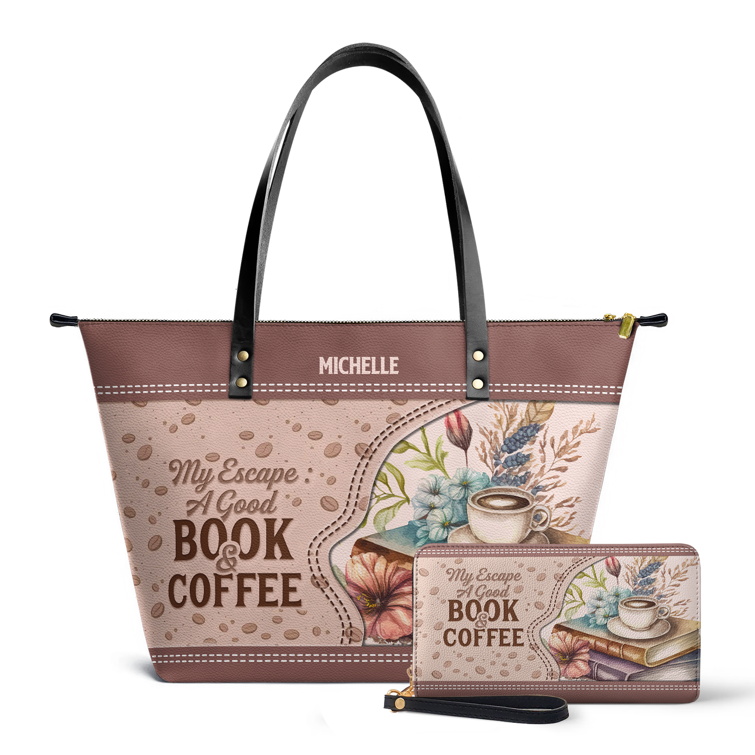 My Escape A Good Book And Coffee TTRZ28102058OM Leather Tote Bag