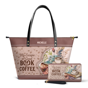 My Escape A Good Book And Coffee TTRZ28102058OM Leather Tote Bag