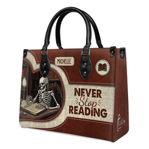 Black Interior -  Never Stop Reading HHRZ17019514LN Leather Bag