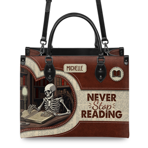 Black Interior -  Never Stop Reading HHRZ17019514LN Leather Bag