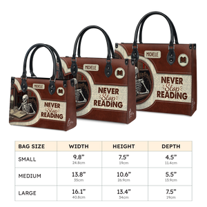 Black Interior -  Never Stop Reading HHRZ17019514LN Leather Bag