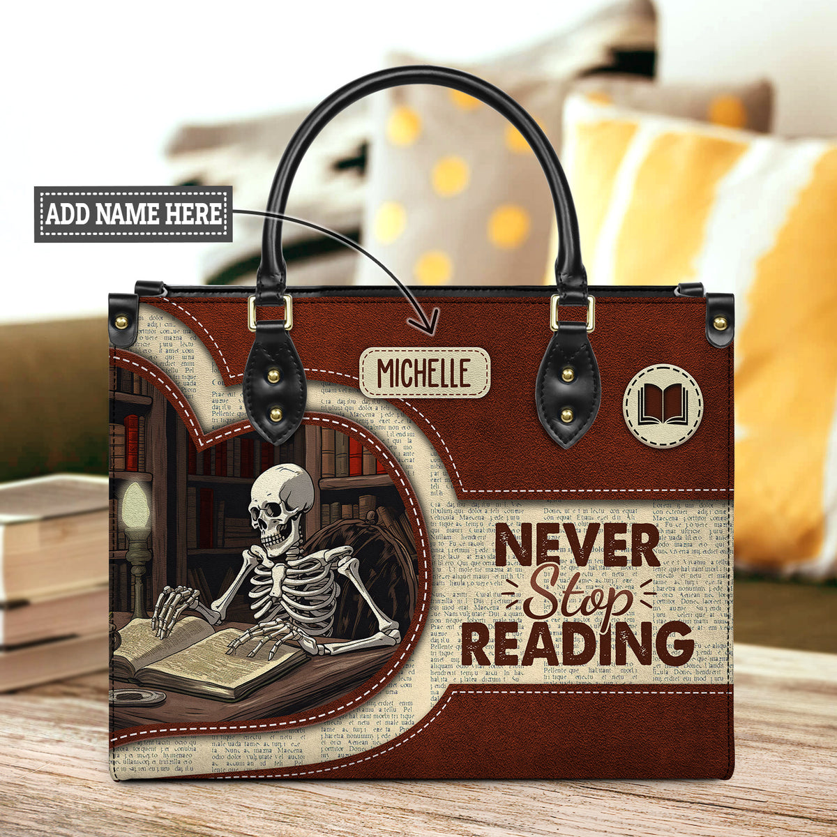 Never Stop Reading HHRZ17019514LN Leather Bag