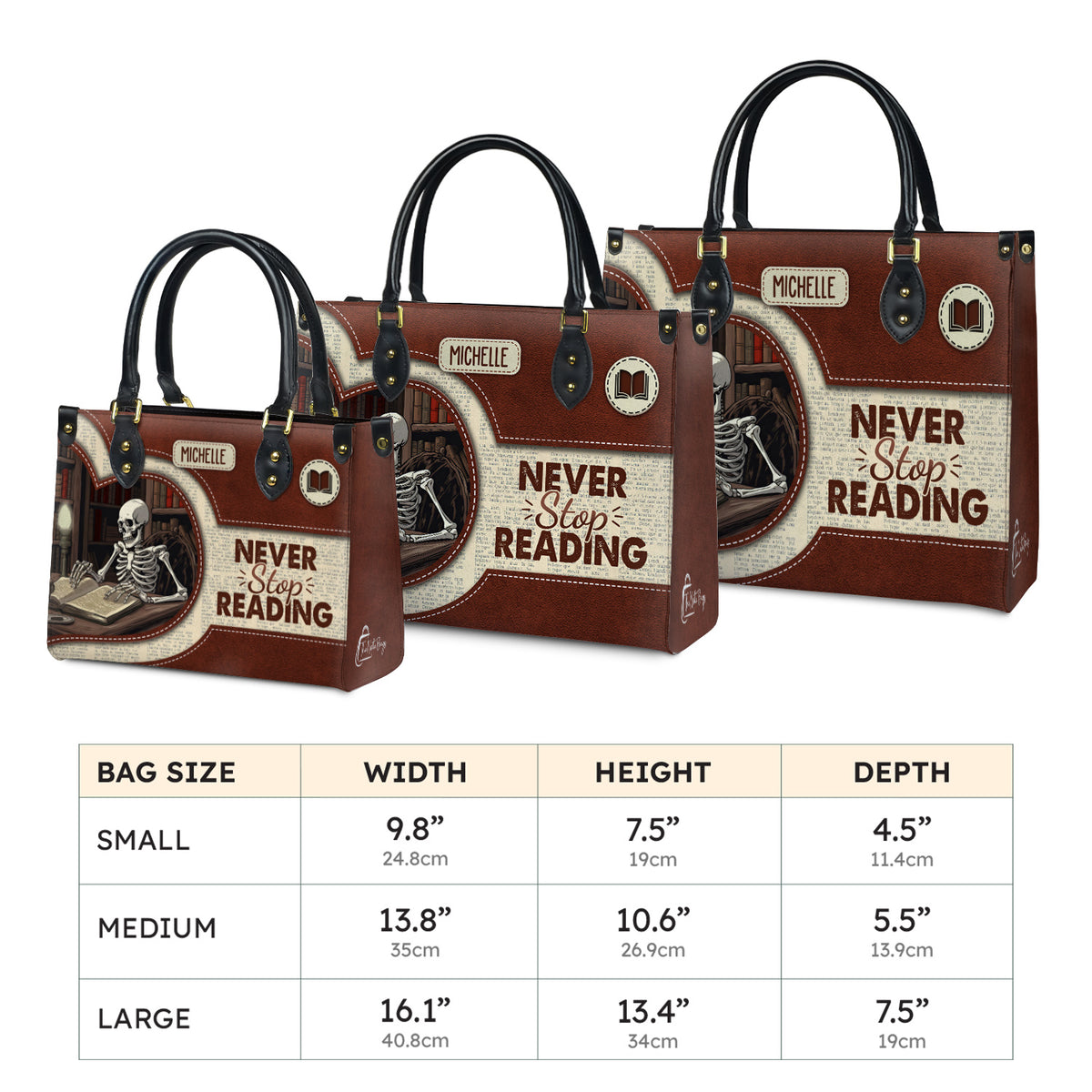 Never Stop Reading HHRZ17019514LN Leather Bag