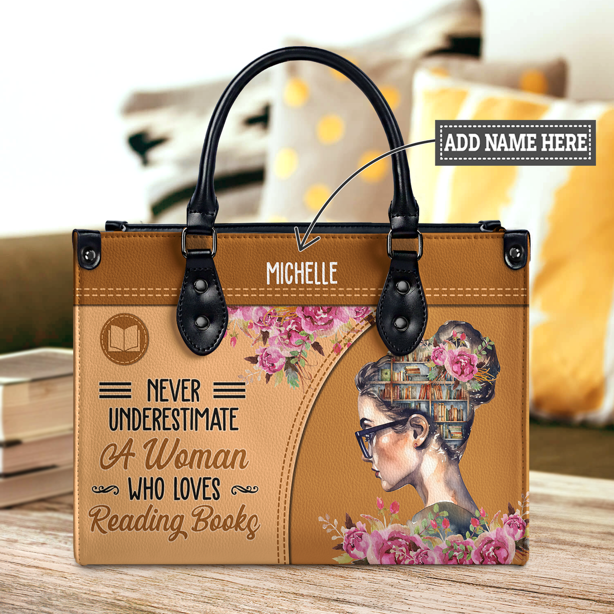 Black Interior -  Never Underestimate A Woman Who Loves Reading Books HHRZ03087542XH Leather Bag