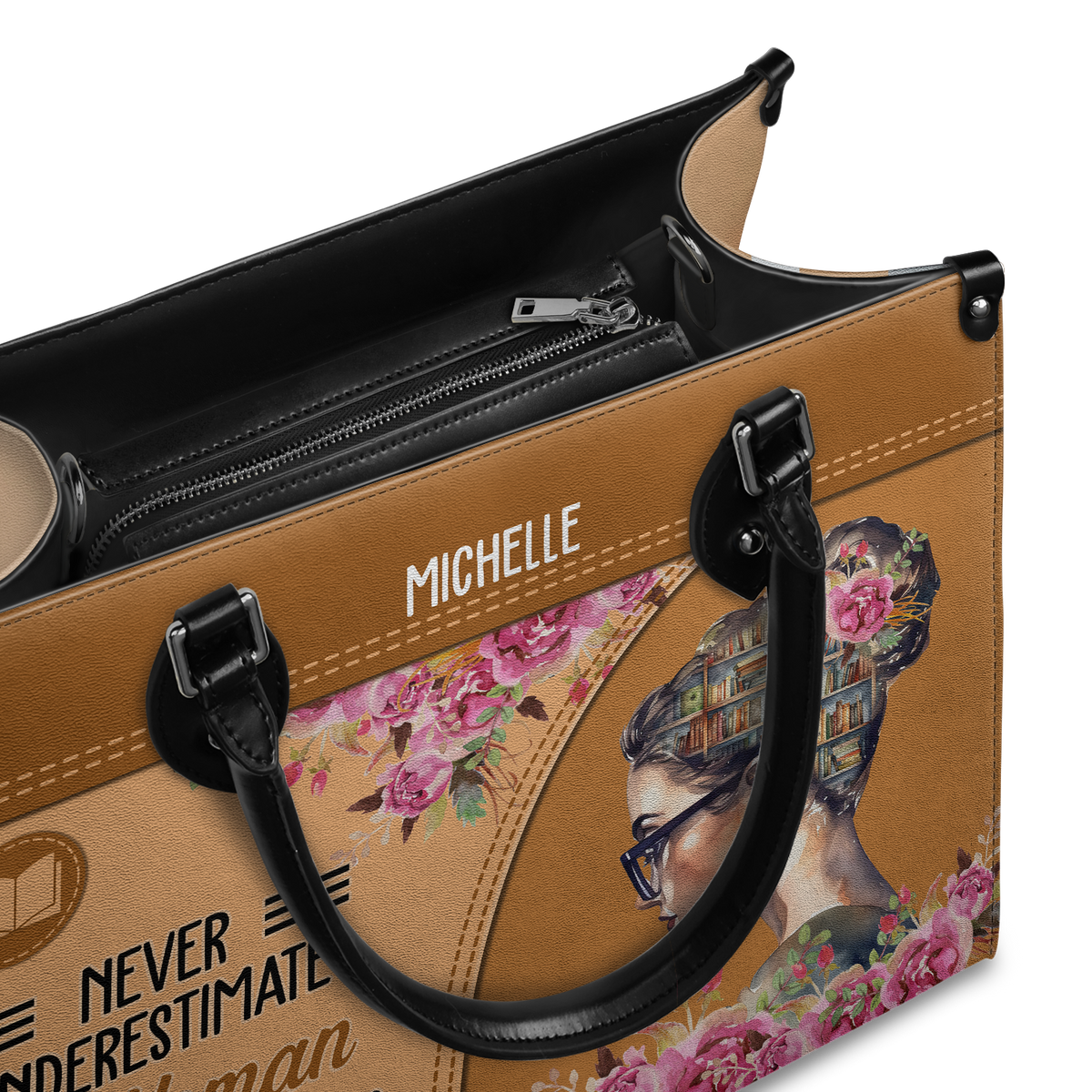 Black Interior -  Never Underestimate A Woman Who Loves Reading Books HHRZ03087542XH Leather Bag
