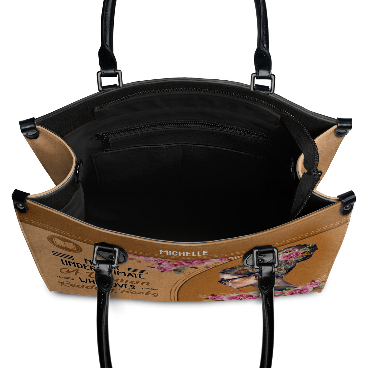 Black Interior -  Never Underestimate A Woman Who Loves Reading Books HHRZ03087542XH Leather Bag